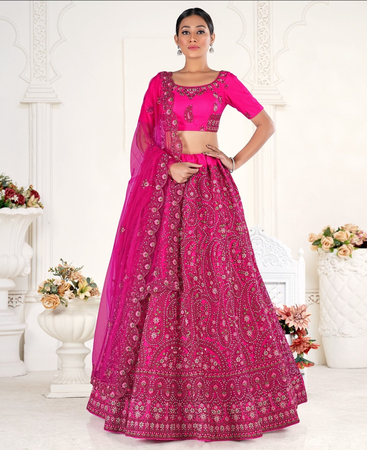 New Semi Stitiched Netted Lehenga Choli