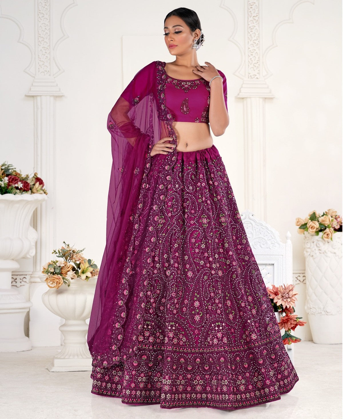 New Semi Stitiched Netted Lehenga Choli