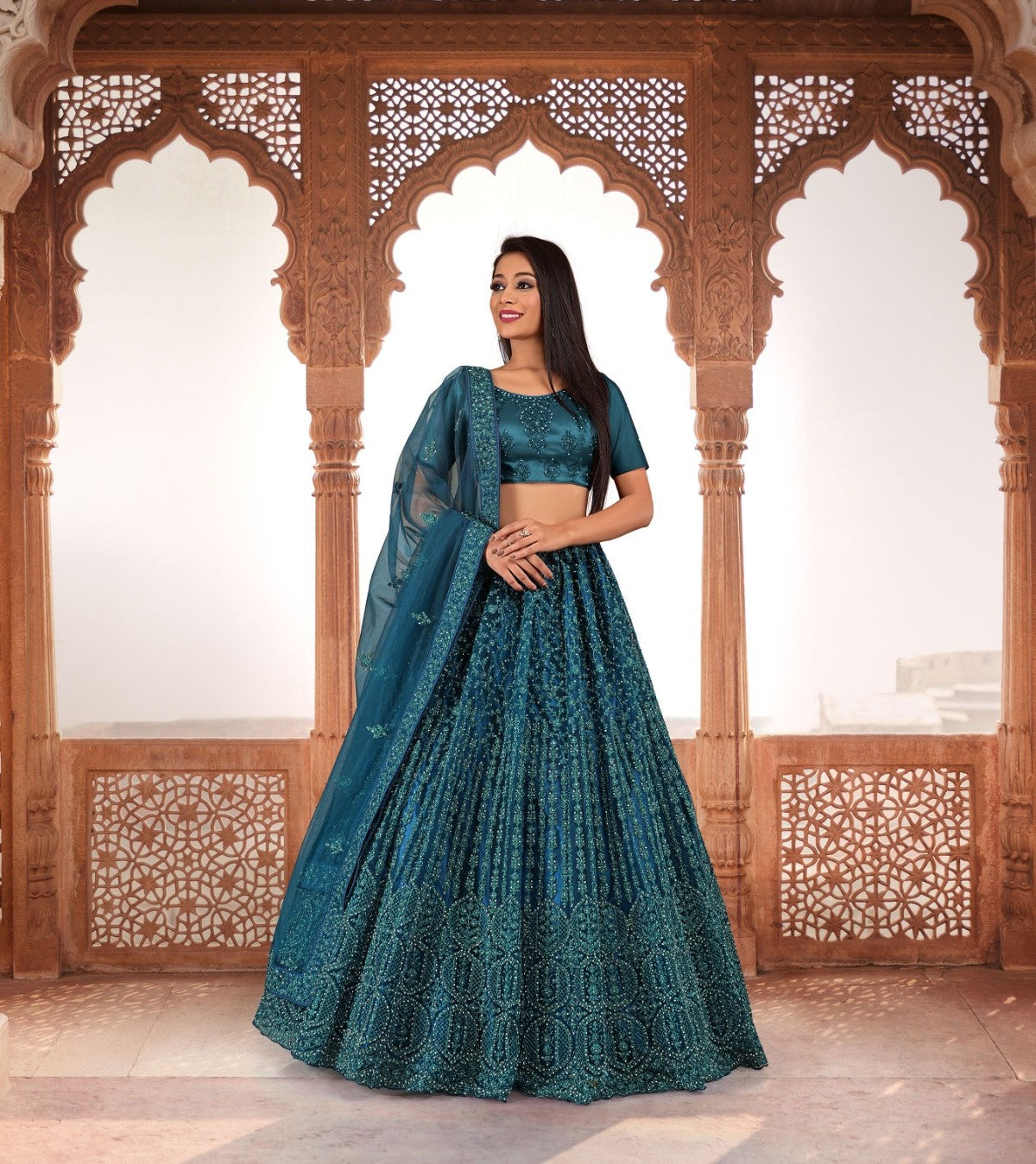 New Semi Stitiched Netted Lehenga Cholia