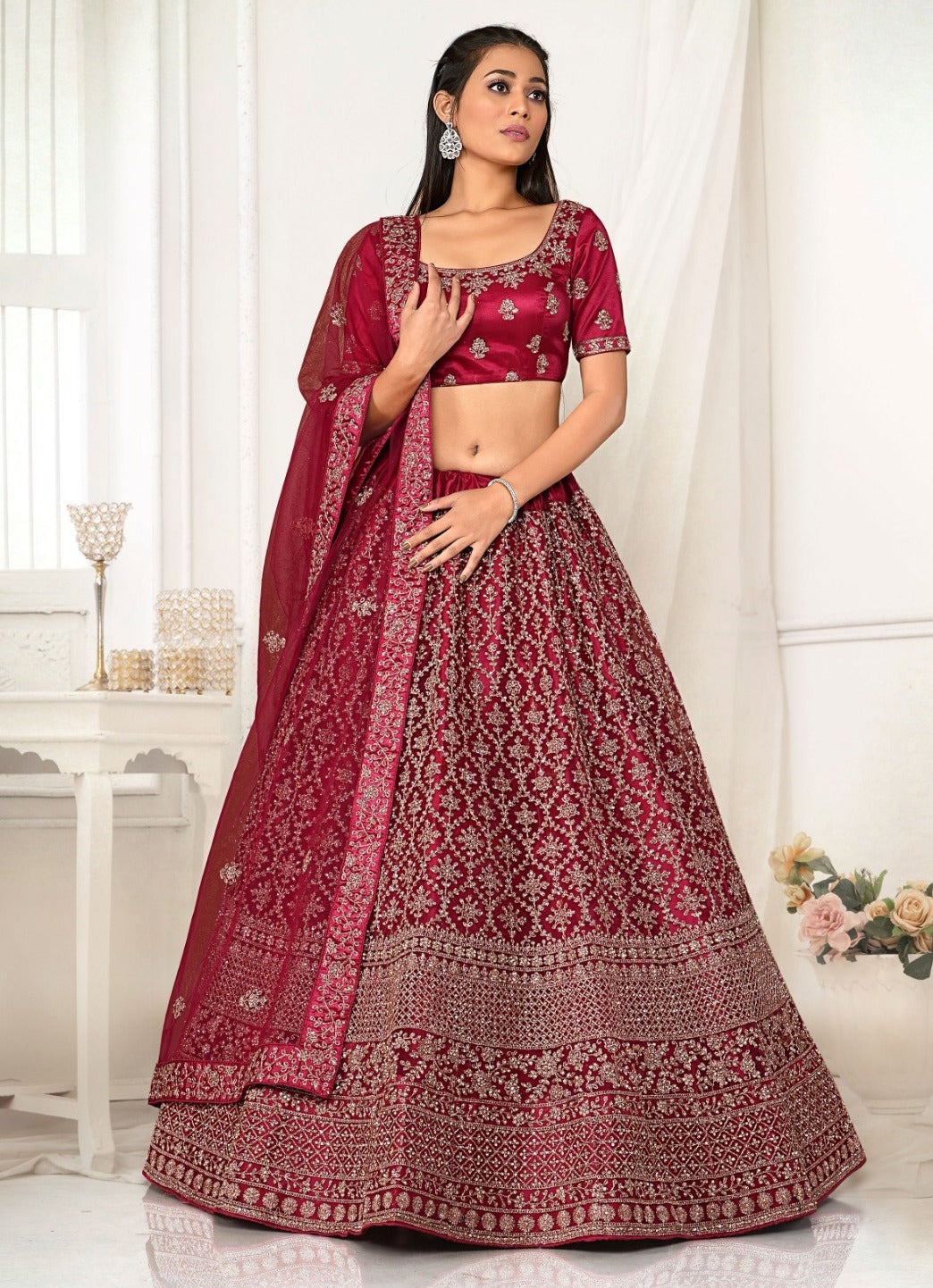 New Semi Stitiched Netted Lehenga Choli