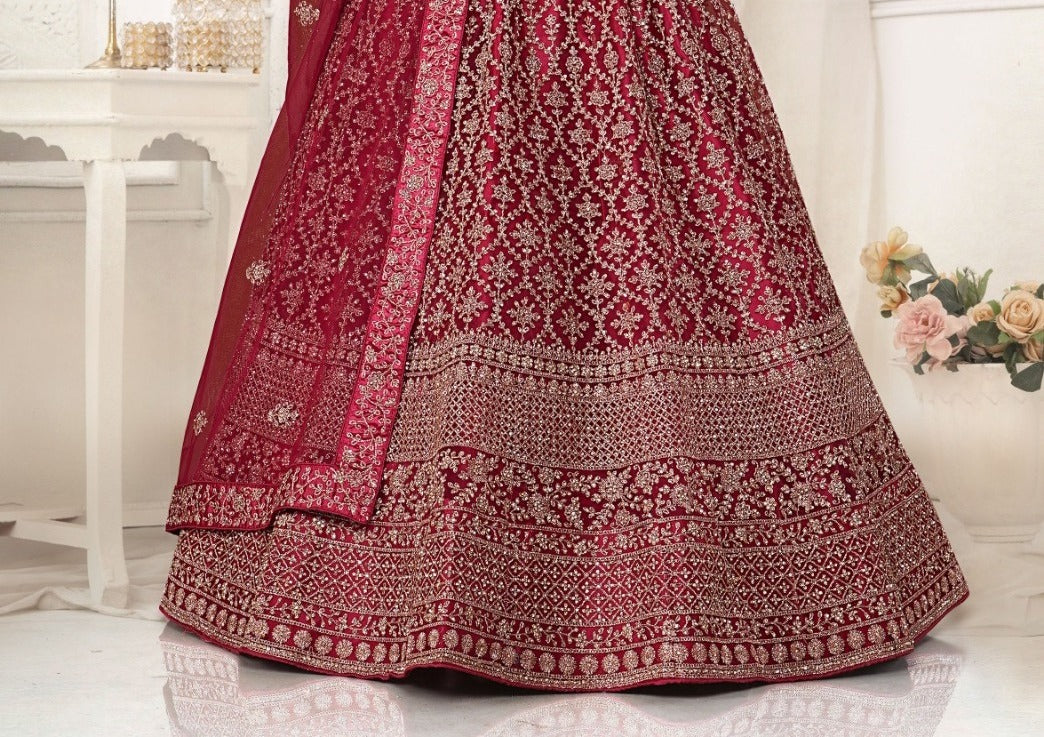 New Semi Stitiched Netted Lehenga Choli