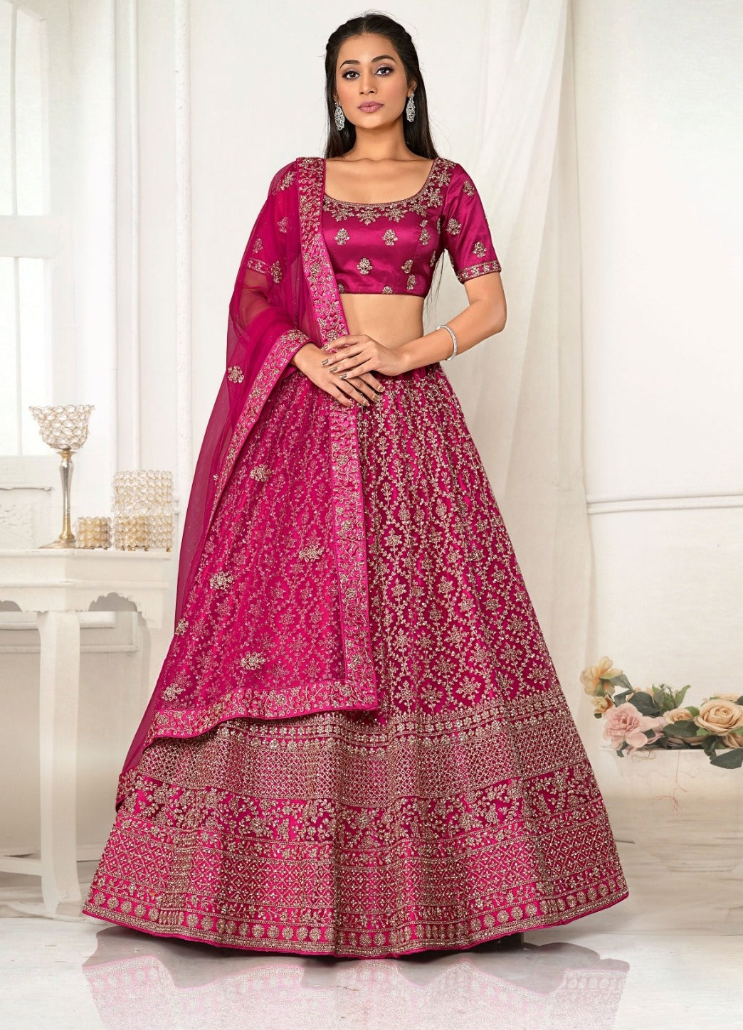 New Semi Stitiched Netted Lehenga Choli