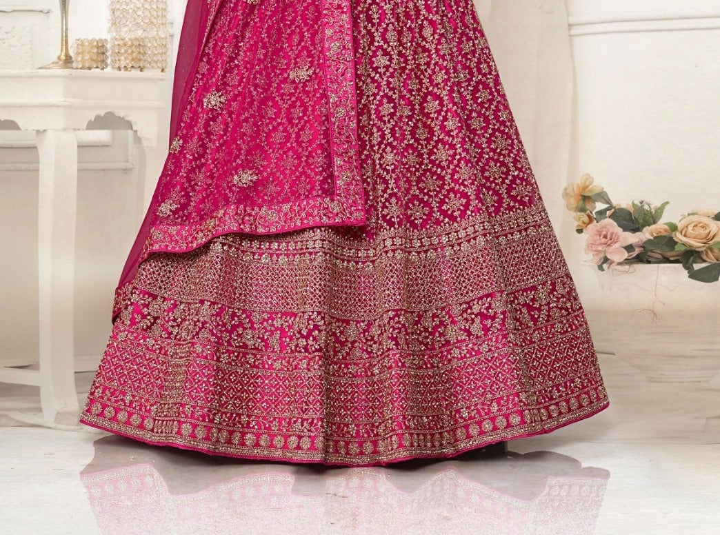 New Semi Stitiched Netted Lehenga Choli