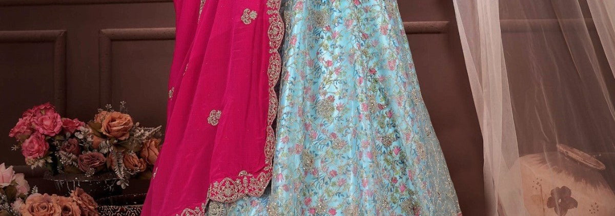 New Semi Stitiched Netted Lehenga Choli