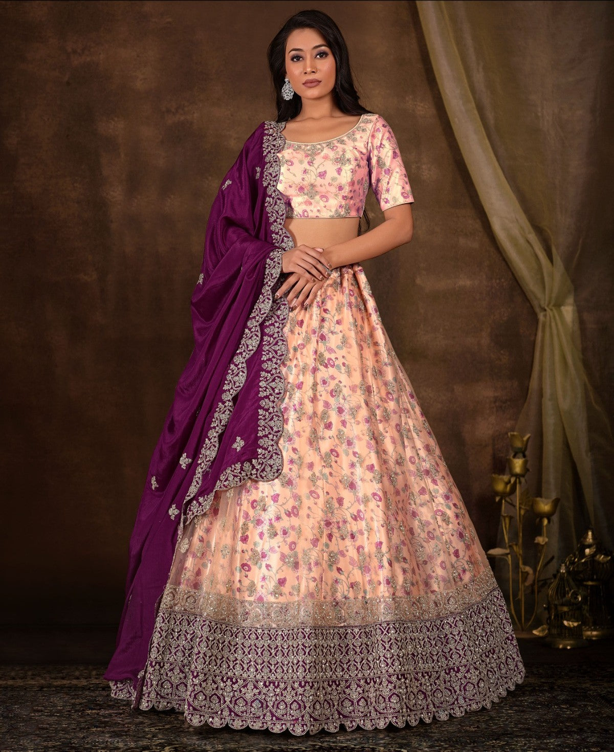 New Semi Stitiched Netted Lehenga Choli