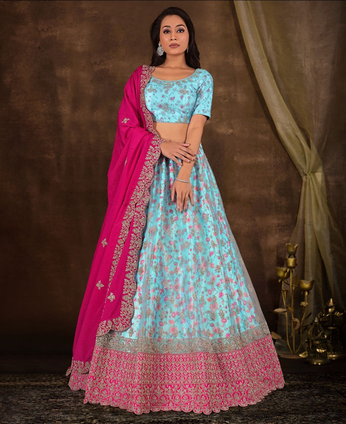 New Semi Stitiched Netted Lehenga Choli