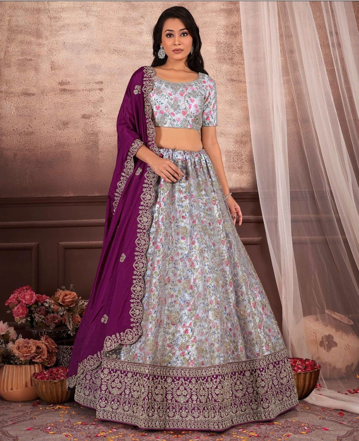 New Semi Stitiched Netted Lehenga Choli