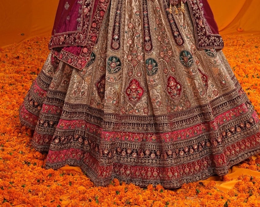 New Semi Stitiched Velvet Bridal Lehenga Choli