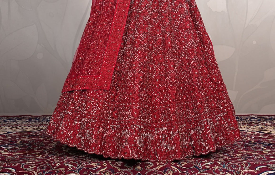 New Semi Stitiched Netted Lehenga Choli