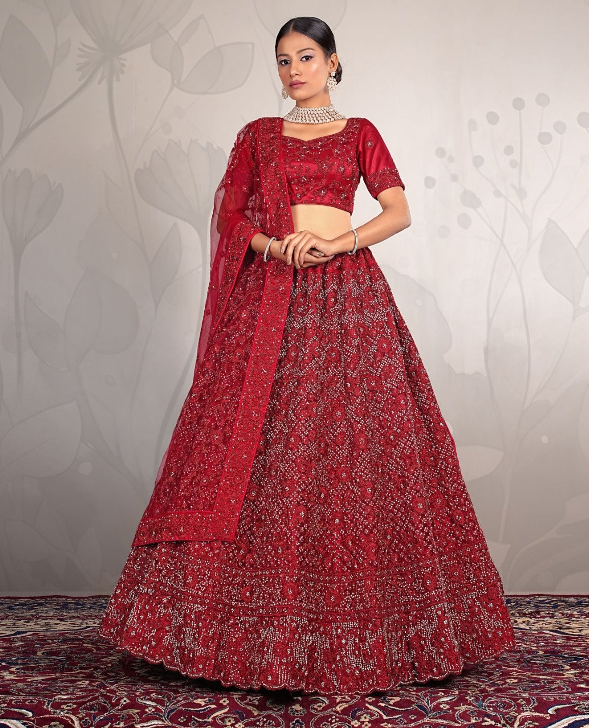 New Semi Stitiched Netted Lehenga Choli