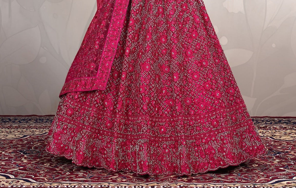 New Semi Stitiched Netted Lehenga Choli