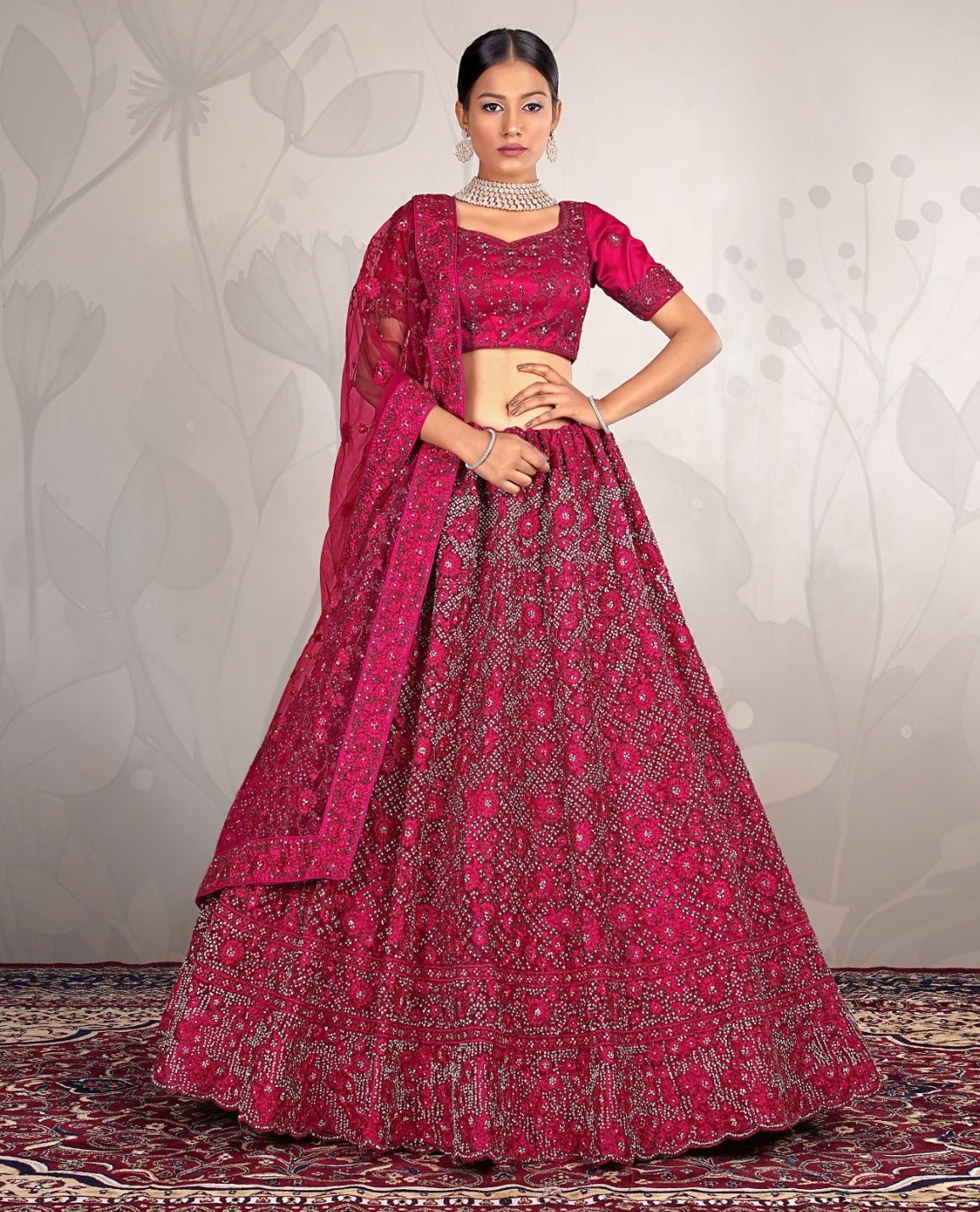 New Semi Stitiched Netted Lehenga Choli