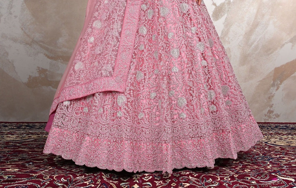 New Semi Stitiched Netted Lehenga Choli