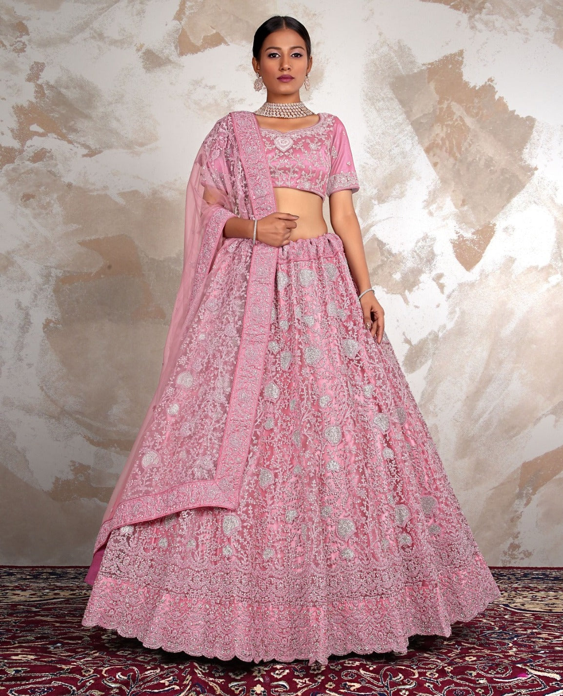 New Semi Stitiched Netted Lehenga Choli