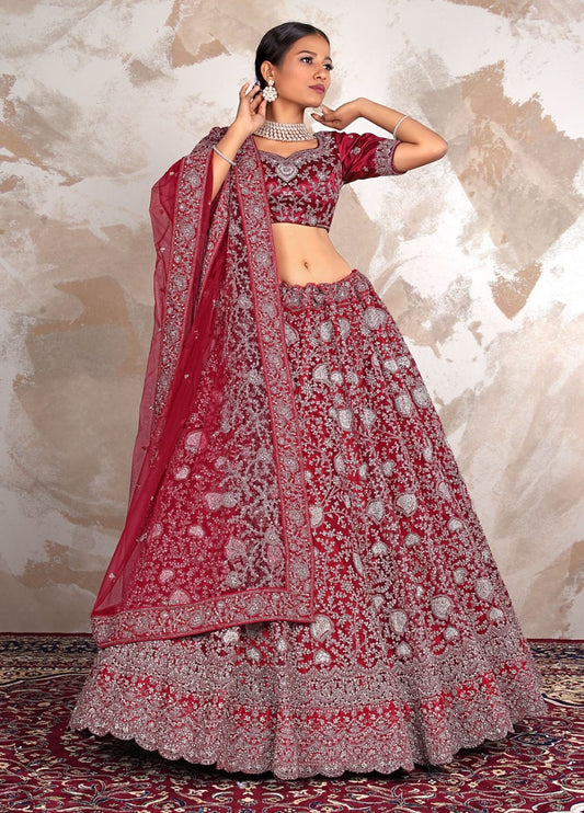 New Semi Stitiched Netted Lehenga Choli