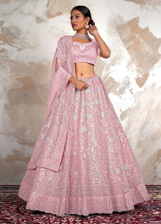 New Semi Stitiched Netted Lehenga Choli