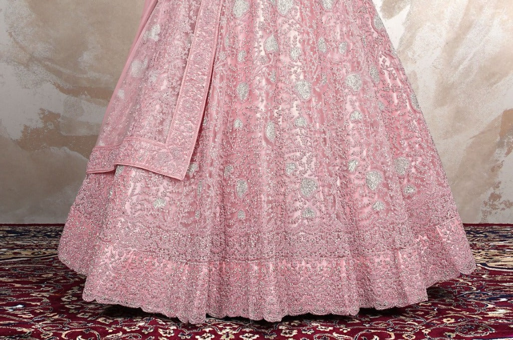 New Semi Stitiched Netted Lehenga Choli