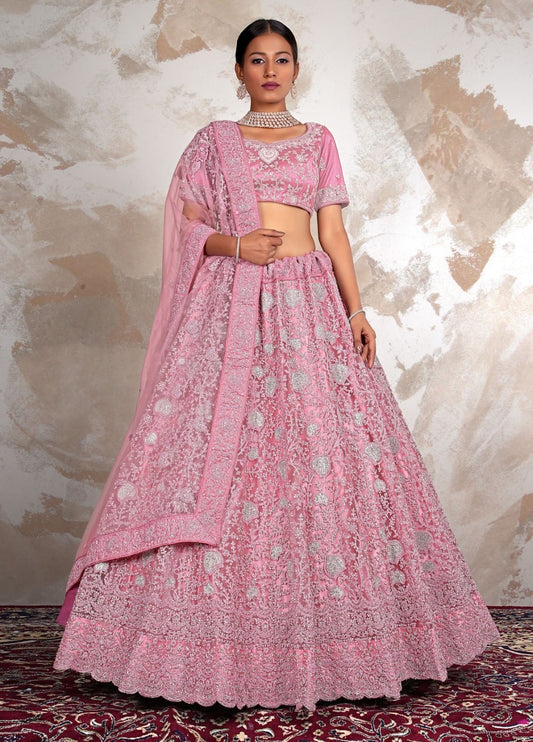 New Semi Stitiched Netted Lehenga Choli