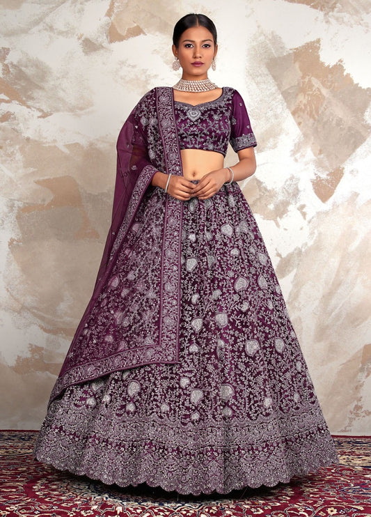 New Semi Stitiched Netted Lehenga Choli