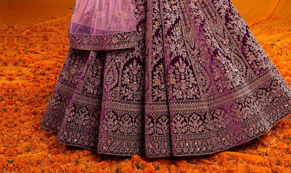 New Semi Stitiched Velvet Bridal Lehenga Choli