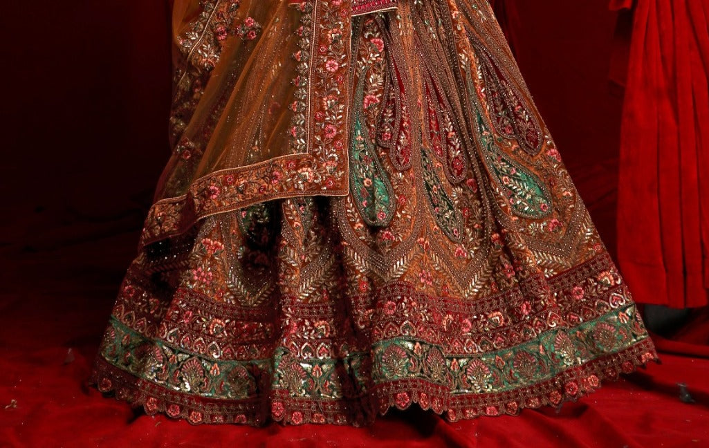 New Semi Stitiched Netted Lehenga Choli