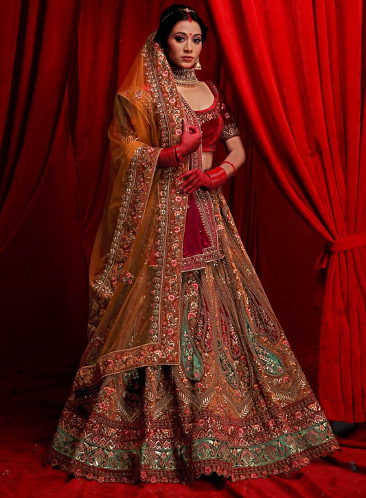 New Semi Stitiched Netted Lehenga Choli