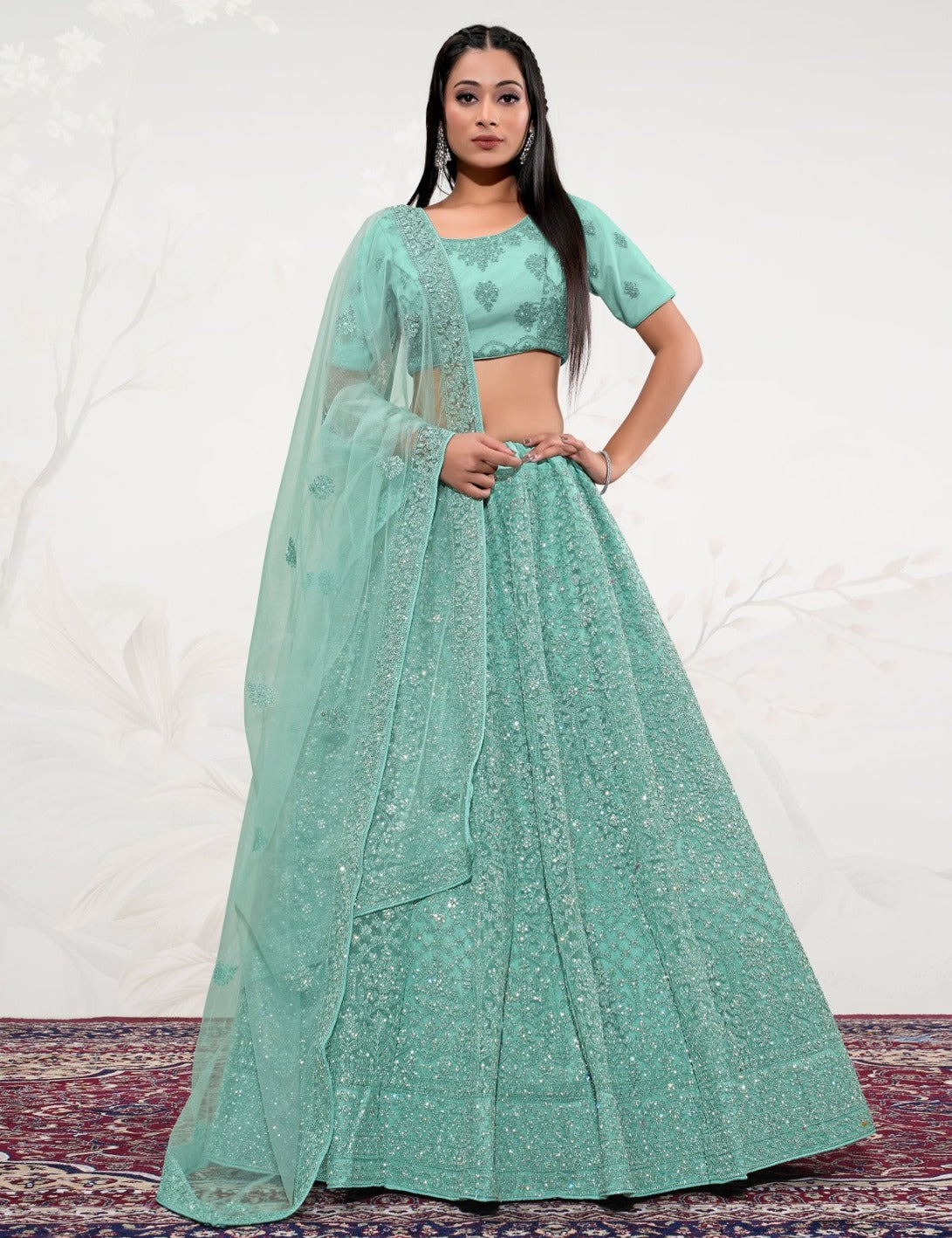 New Semi Stitiched Netted Lehenga Choli