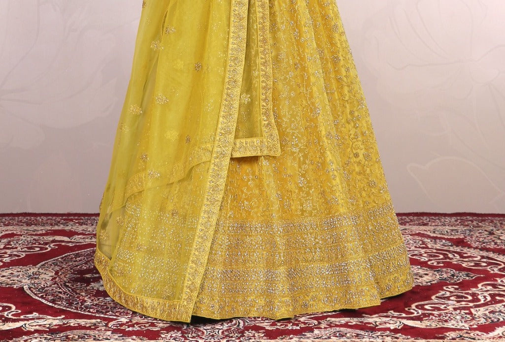 New Semi Stitiched Netted Lehenga Choli