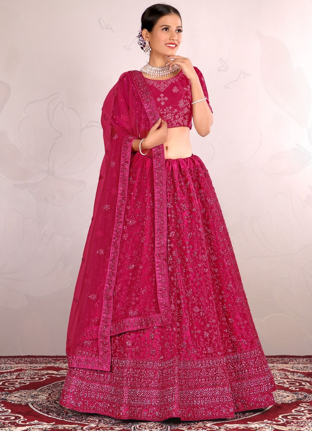 New Semi Stitiched Netted Lehenga Choli