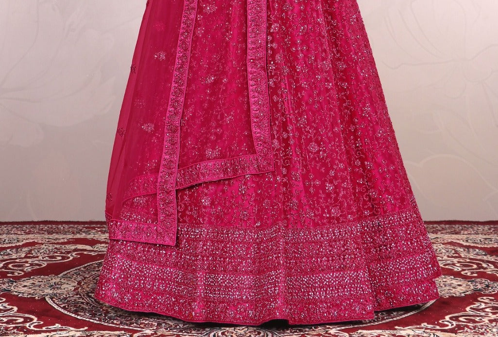 New Semi Stitiched Netted Lehenga Choli