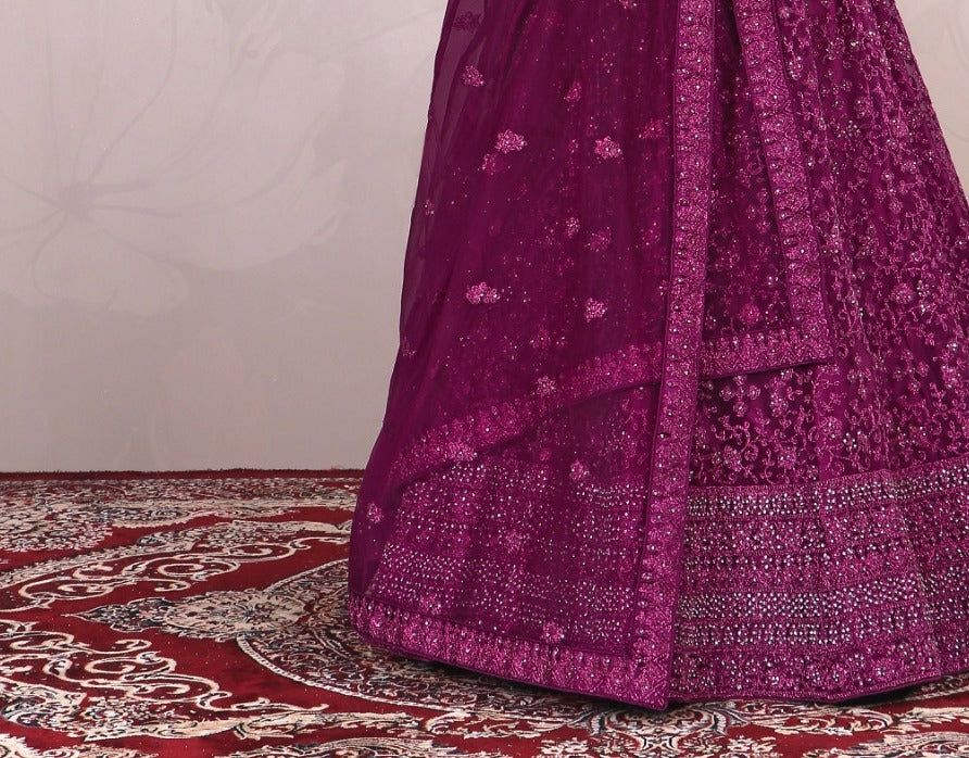 New Semi Stitiched Netted Lehenga Choli