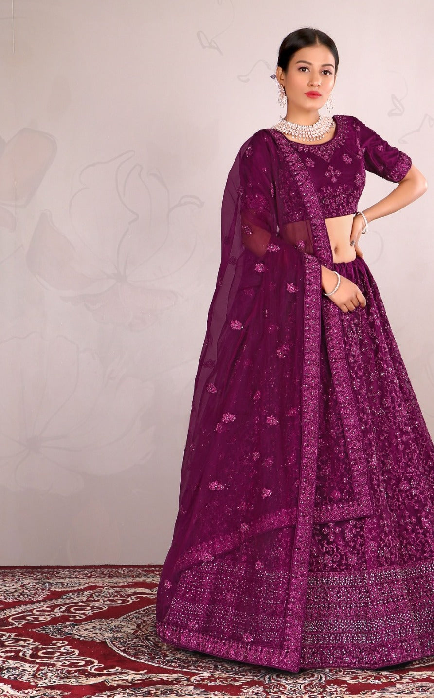 New Semi Stitiched Netted Lehenga Choli