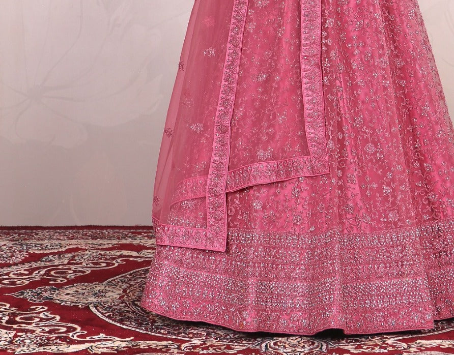 New Semi Stitiched Netted Lehenga Choli