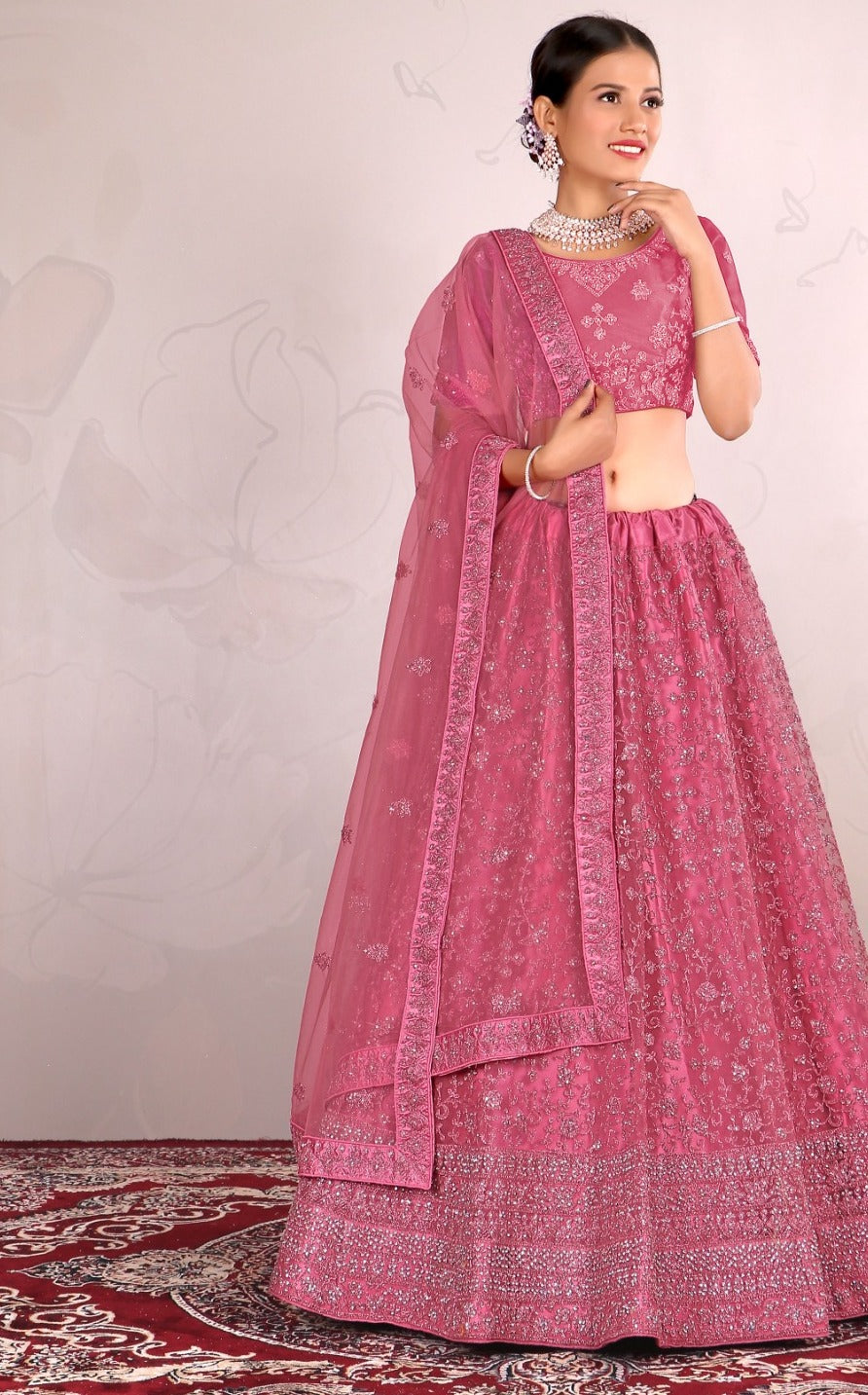 New Semi Stitiched Netted Lehenga Choli