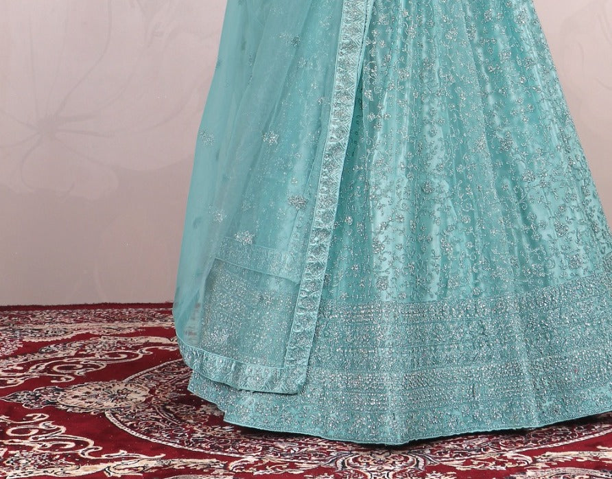 New Semi Stitiched Netted Lehenga Choli