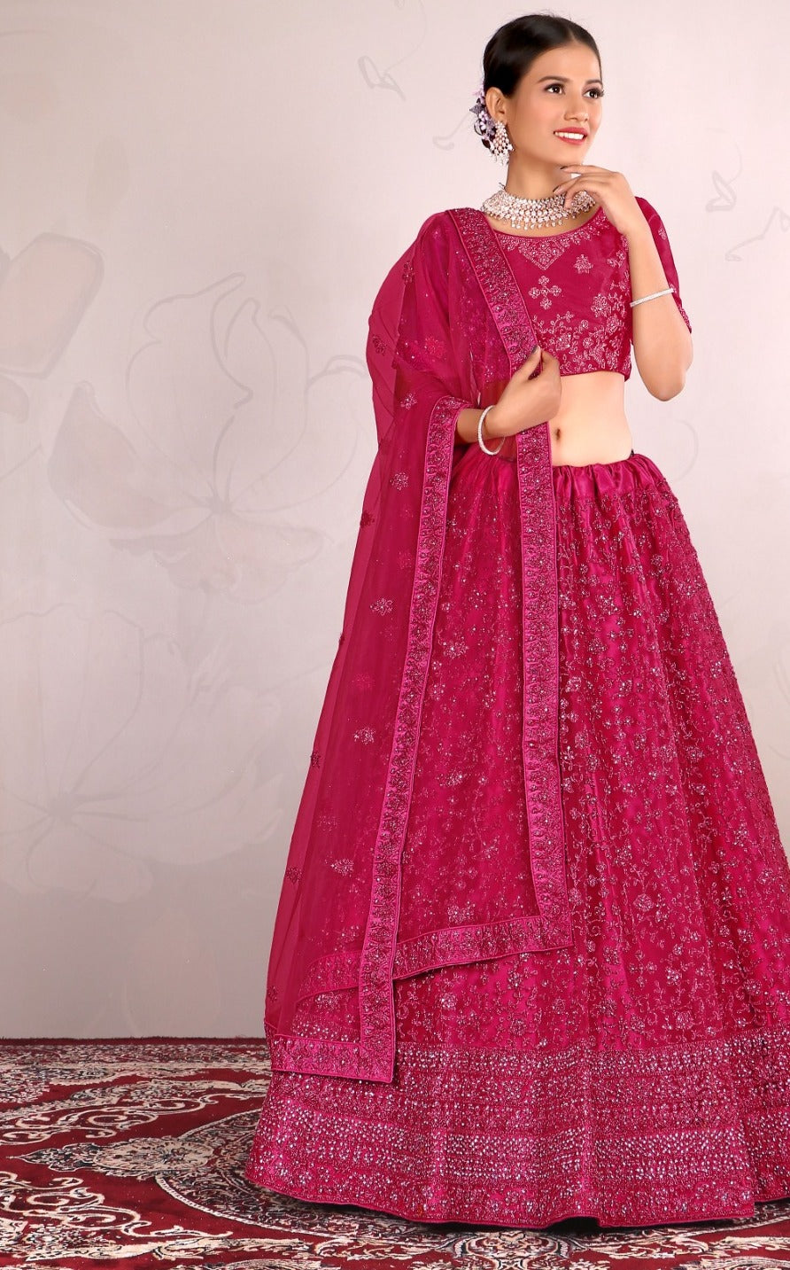 New Semi Stitiched Netted Lehenga Choli