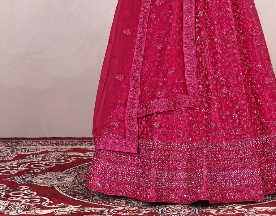 New Semi Stitiched Netted Lehenga Choli