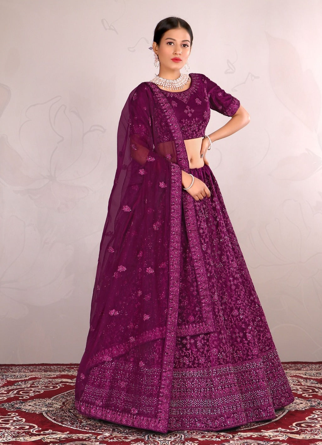 New Semi Stitiched Netted Lehenga Choli