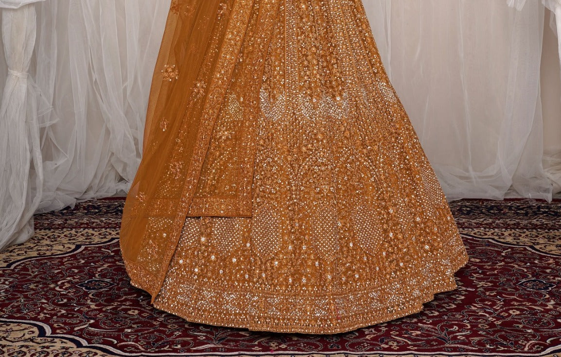 New Semi Stitiched Netted Lehenga Choli