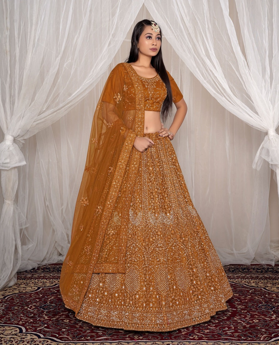 New Semi Stitiched Netted Lehenga Choli