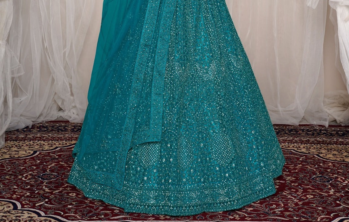 New Semi Stitiched Netted Lehenga Choli