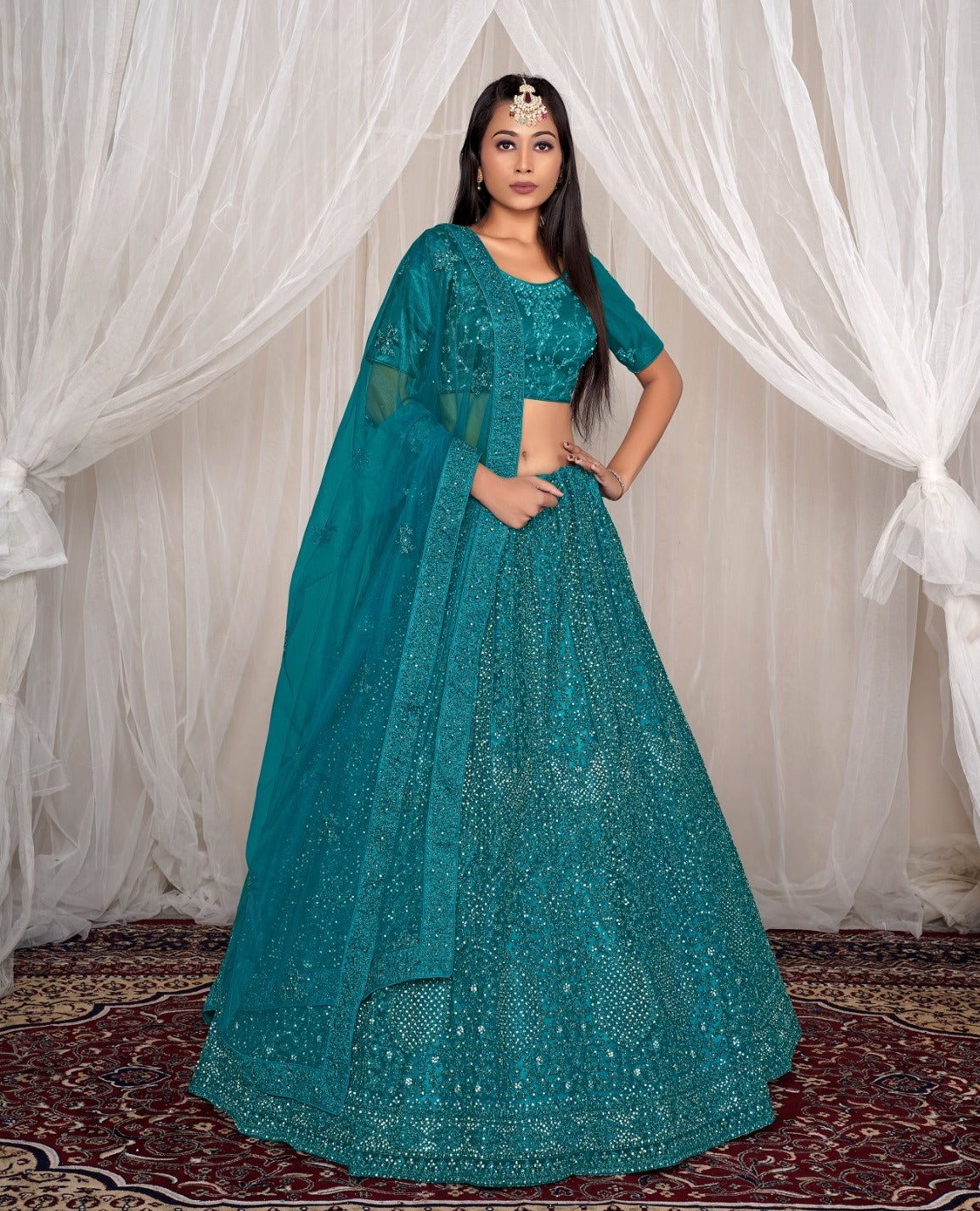 New Semi Stitiched Netted Lehenga Choli