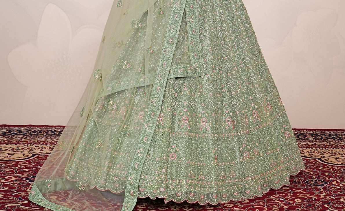 New Semi Stitiched Netted Lehenga Choli