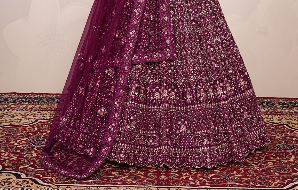 New Semi Stitiched Netted Lehenga Choli