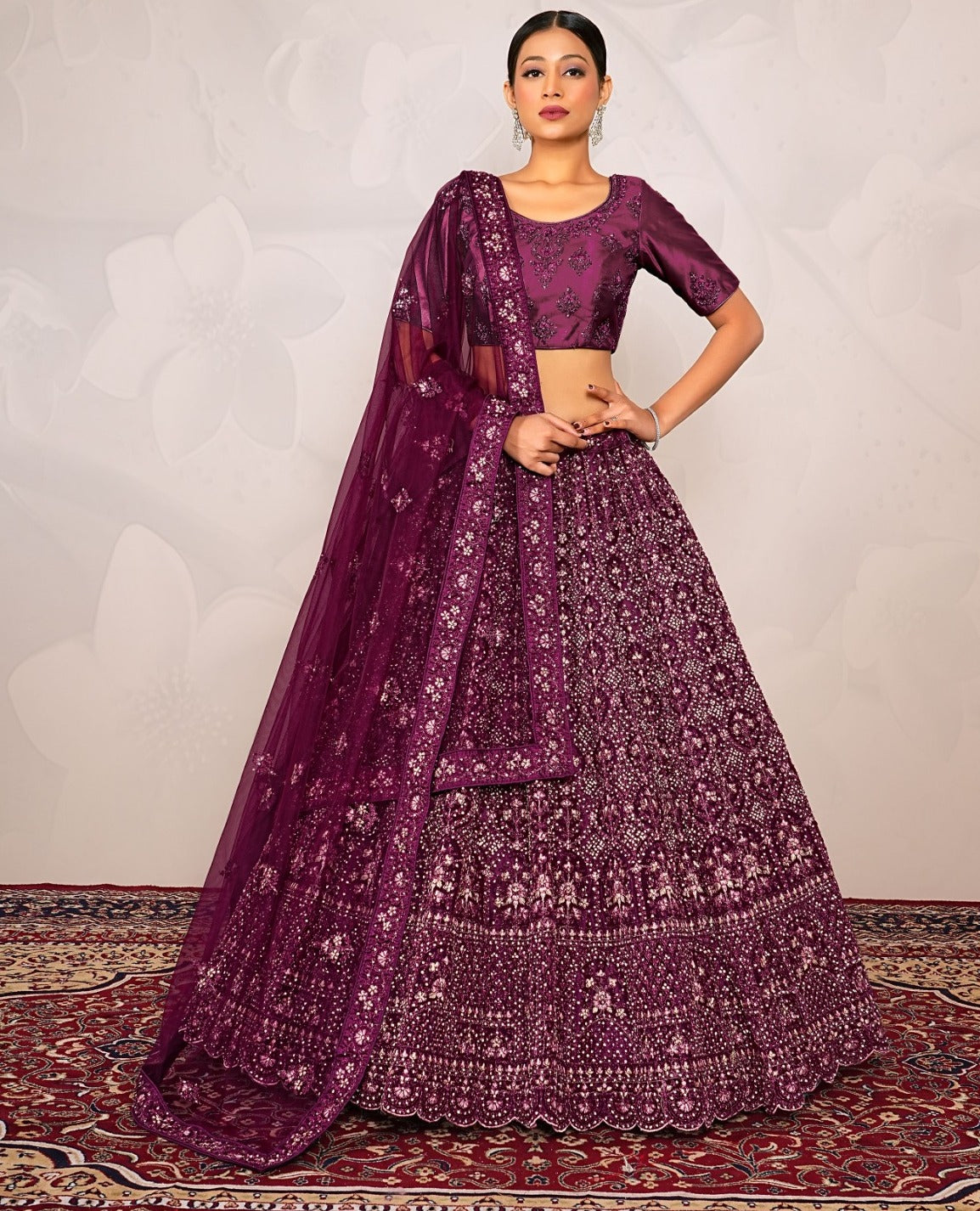 New Semi Stitiched Netted Lehenga Choli