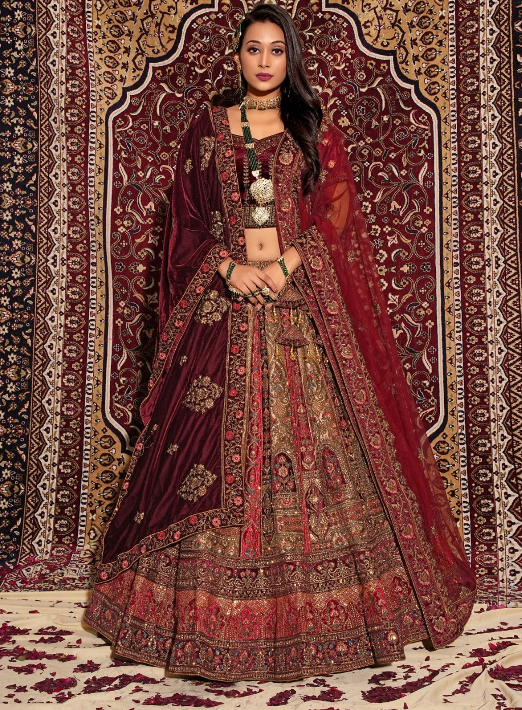 New Semi Stitiched Netted Lehenga Choli