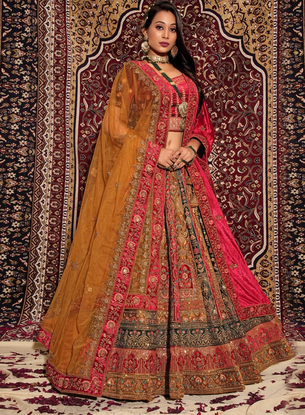 New Semi Stitiched Netted Lehenga Choli