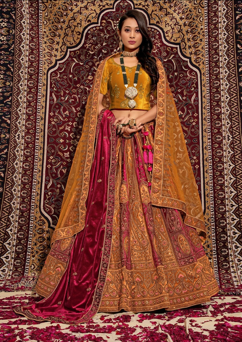 New Semi Stitiched Netted Lehenga Choli