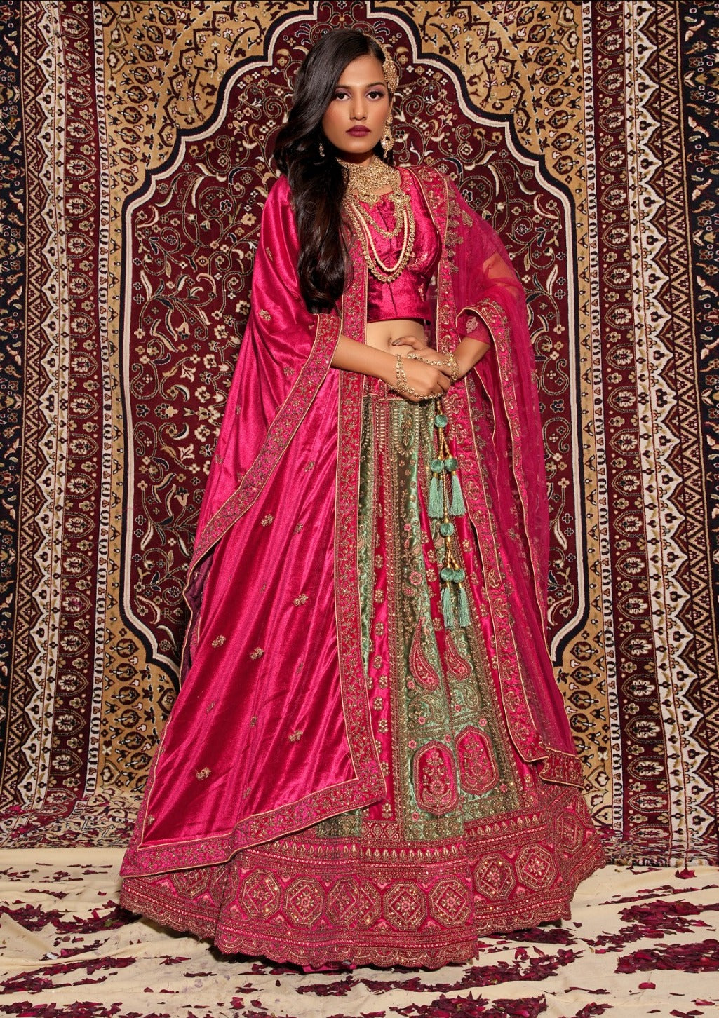 New Semi Stitiched Netted Lehenga Choli