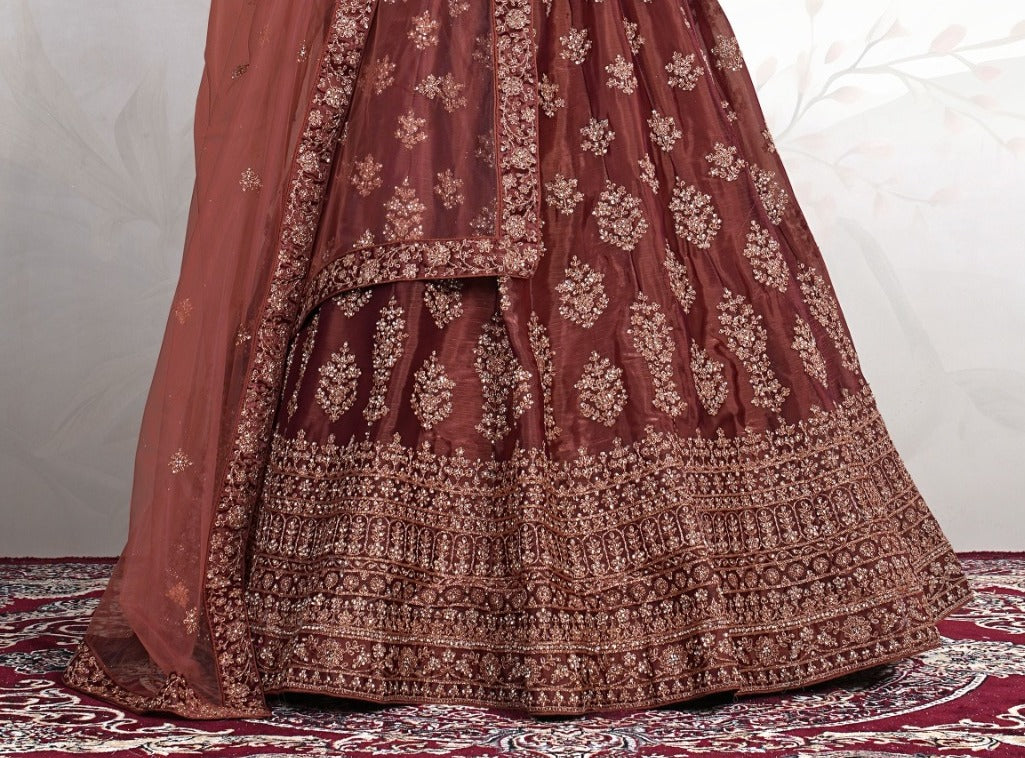 New Semi Stitiched Netted Lehenga Choli